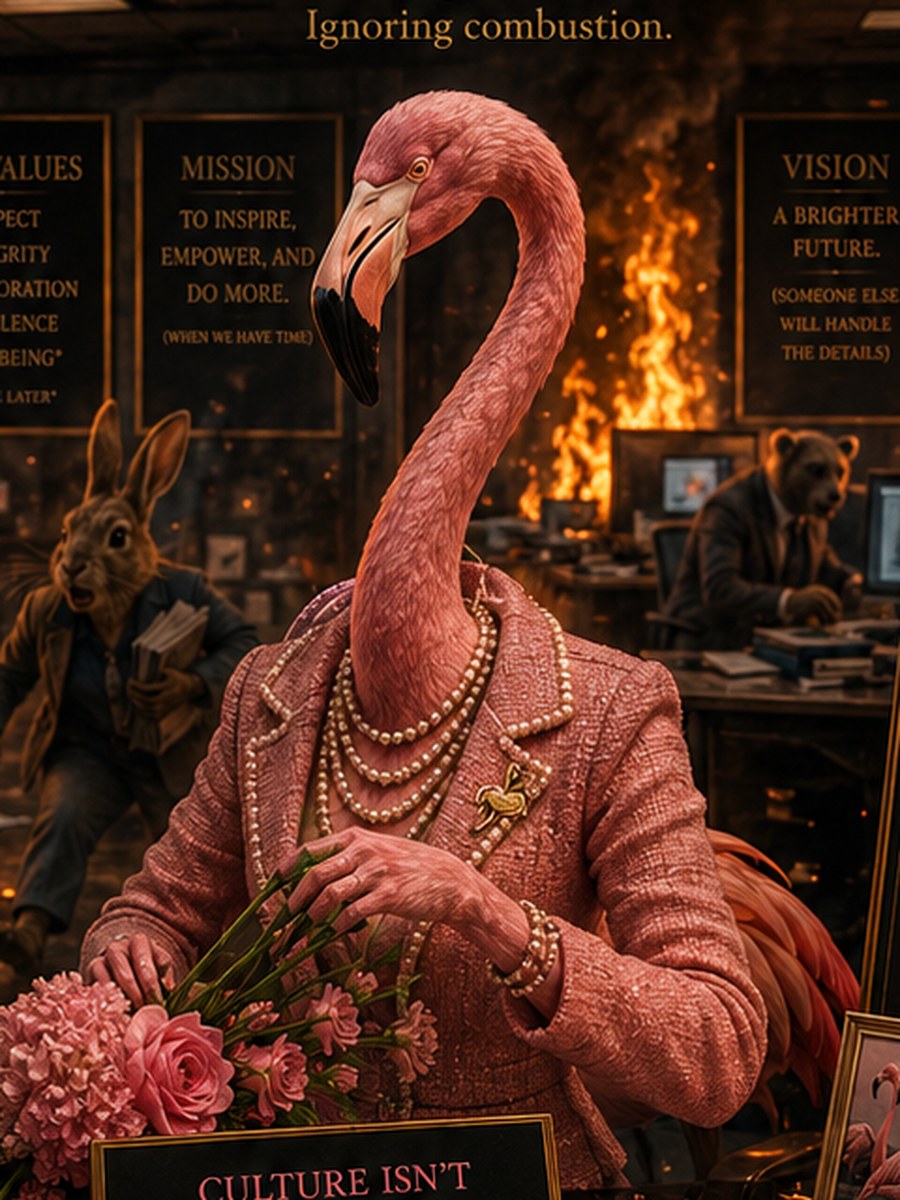 The Flamingo — portrait from the Corporate Fables character index